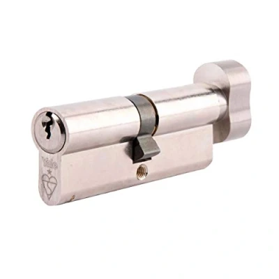 Image of Yale KMT3030 NP Euro Thumbturn 1 Star Kitemarked Cylinder, 3 Keys Supplied, High Security, Visi Packed, Suitable for All Door Types, 30:10:30 (70 mm), Nickel Finish