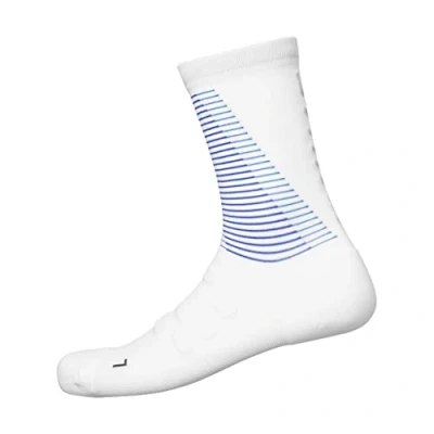 Image of SHIMANO Unisex Scas40071 S PHYRE Tall Socks, White/Purple, Size 36 40), White, EU