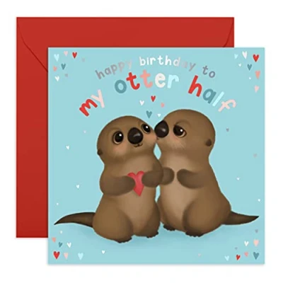 Image of Central 23 Cute Birthday Card for Boyfriend Happy to My Otter Half Girlfriend Wife Husband Comes with Fun Stickers