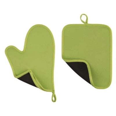 Image of Premier Housewares Oven Glove and Pot Holder Set Lime Green