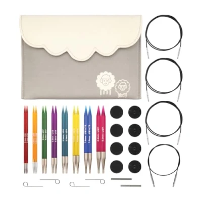 Image of KnitPro Interchangeable Circular Knitting Needle Tips Deluxe Set, Trendz, 3.50 8.00mm, Grey, 26 50620