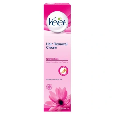 Image of Veet Hair Removal Cream, 200ml, Pure Sensitive Skin Leg Removal, Depilatory Smooth Skin, Exfoliating, Hydrating,