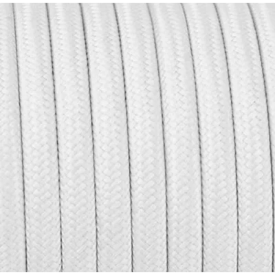 Image of 33FT 10 Metres 2 Core Braided Textile Cable Vintage Fabric Pendulum Lamp 2x0.75mm² x 0.75 mm² White Round