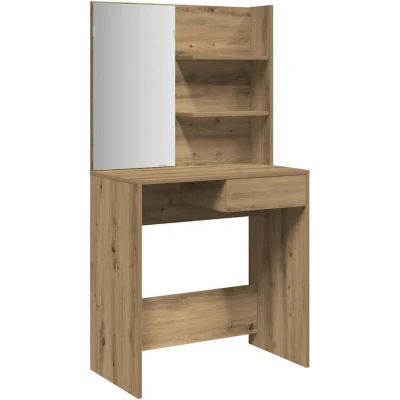 Image of vidaXL Dressing Table with Mirror Artisan Oak 74.5x40x141 cm Engineered Wood Vanity Furniture for Bedroom, Living Room or Lounge