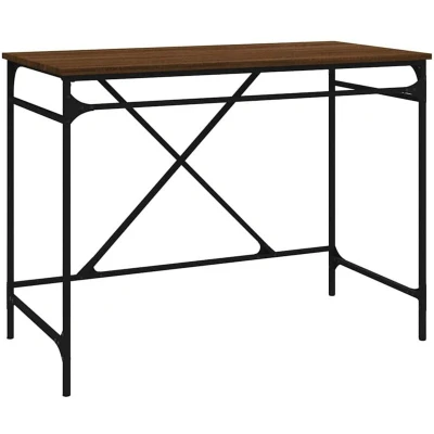 Image of vidaXL Desk Brown Oak 100x50x75 cm Engineered Wood and Iron