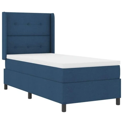 Image of vidaXL Box Spring Bed with Mattress &amp; LED Blue 90x200 cm Fabric