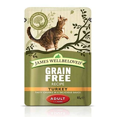 Image of James Wellbeloved Adult Turkey Pouches Cat Food, Chicken, 1.08 kg