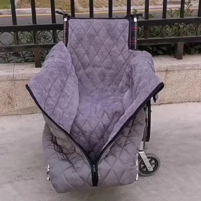 Image of TEMKIN Winter Thicken Wheelchair Warmer Blanket, Windproof Fleece Lined Cozy Leg Cover with Zipper for Lower Body Warm Elderly Patients and Disabled