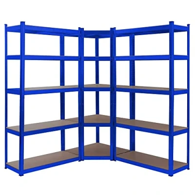 Image of Arebos Heavy Duty Shelving Set of 3 Corner Combination Up to 875 kg Load Capacity Assembly by Plug In System Robust Metal Construction Central Cross Bar for More Stability