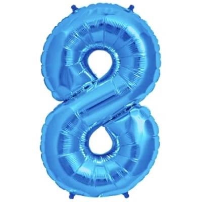 Image of Zebra Balloons Blue Number 8 Foil Balloon, 101cm/40inch