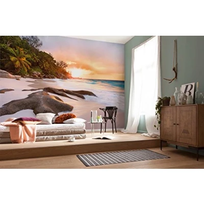 Image of Komar XXL4 048 Nature Secluded Lagoon Serene Scenic Wallpaper Wall Mural (368 x 248 cm) Blue, Green, White, Yellow, Brown, Grey (1 Piece)
