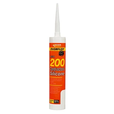 Image of Everbuild Everflex 200 Contractors LMA Silicone Sealant Suitable for Interior and Exterior Use Quick Curing Waterproof Black 295ml