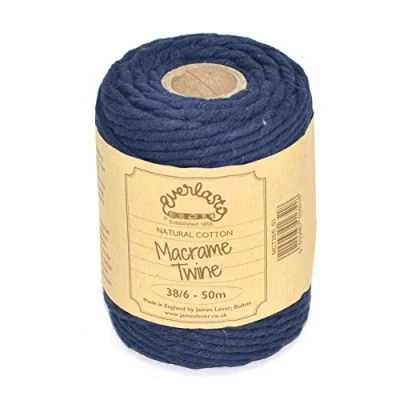 Image of 50M Spools Everlasto Single Twist Soft Cotton Coloured Macrame Craft Twine 38/6 (4mm Approx) (Navy Blue)
