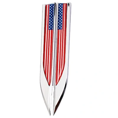 Image of 3D Metal American Flag Emblem Decal 1 Pair USA Badge Sticker Patriotic Bumper Stickers for Cars Truck SUV