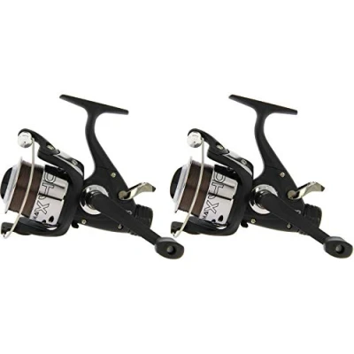 Image of DNA LEISURE 2 x Carp Coarse Free Runner MAX40 2BB Black Fishing Reels with 8lb Line