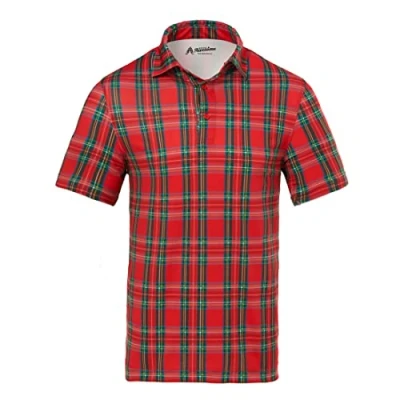 Image of Royal &amp; Awesome Stewart Tartan Scottish Golf Polo Shirts for Men, Tops Men&#039;s Shirts, Mens