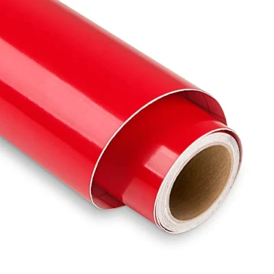 Image of Red Permanent Vinyl for Cricut 12&quot; x 5FT Roll, Outdoor Self Adhesive Roll Decor Sticker, Party Decoration