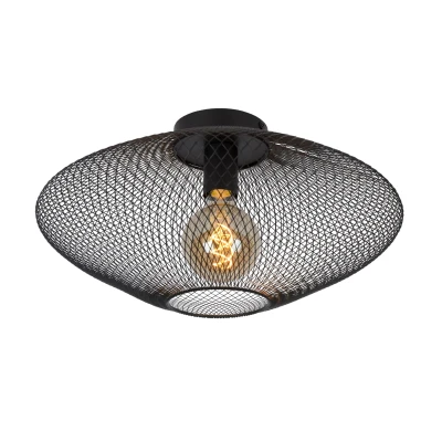 Image of Mesh Modern Flush Ceiling Light Ø 45cm 1xE27 Black