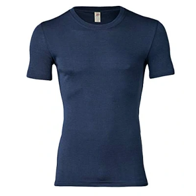 Image of Engel, Men&#039;s Shirt Short Sleeved, Wool &amp; Silk (Large (EU 50/52), Navy)
