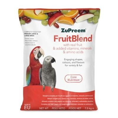 Image of ZuPreem Fruitblend Complete Bird Food Suitable for Conures, Cockatoos, African Greys, Macaws and other Medium/Large Birds 7.5kg
