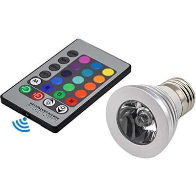 Image of 3W E27 Color RGB Led Light Bulb with Wireless Remote Control, 16 Colour Changing Edison Mood Lighting Spot for Home Decoration Party