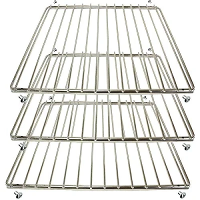 Image of SPARES2GO Chrome Adjustable Universal Fixed Arm Grill Shelf Compatible with Cooke &amp; Lewis Oven Cooker (Pack of 3, 320mm x 360 620mm)