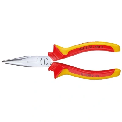 Image of GEDORE VDE Telephone pliers, Electronics, Long nose, Toothed, Straight, Induction hardened, Length 160 mm, 8132 H