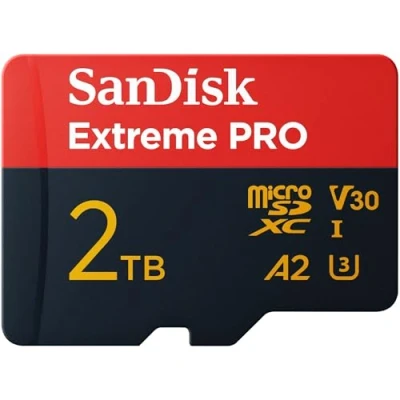 Image of SanDisk 2TB Extreme PRO micro SD card + adapter, (For Smartphones, Action Cams, Drones, Speeds up to 250 MB/s, 5K, 4K UHD) A2 App Performance RescuePro Deluxe UHS I, C10, U3, V30