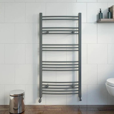 Image of DuraTherm Curved Heated Towel Radiator Anthracite 1200 x 600mm