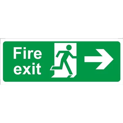 Image of Castle SS013SA Fire Exit Arrow Right Sign Self Adhesive Vinyl 400 x 150mm