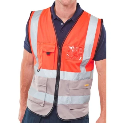 Image of Two Tone Executive Waistcoat Red/Grey 3XL