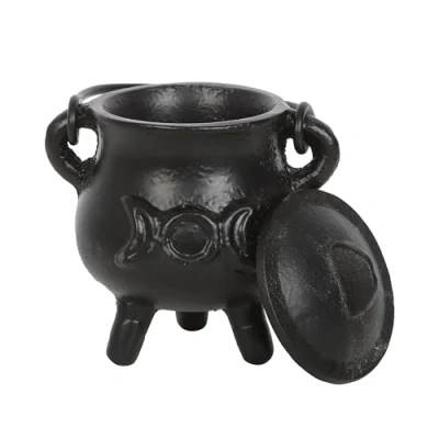 Image of Something Different Wholesale Small cast iron cauldron UK Pentagram for rituals Altar spells Moon water Scrying tool