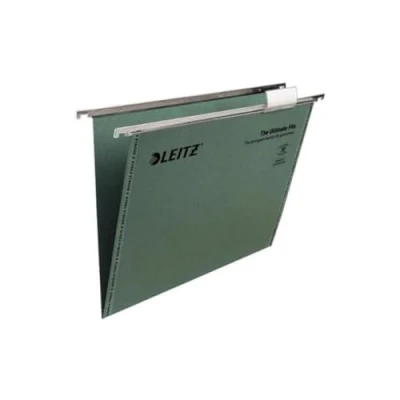 Image of Leitz Ultimate Clenched Bar Suspension File, A4,V Base, Pack of 50, Tabs Included, Green, Range, 17420055
