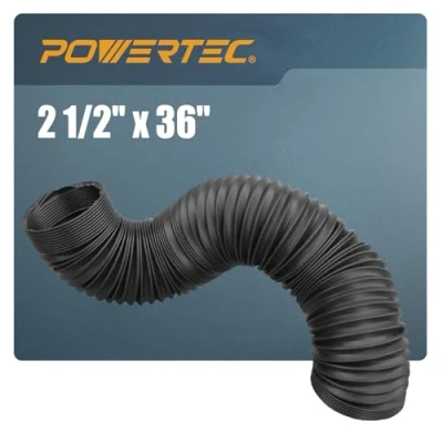Image of POWERTEC 70198 Flexible Dust Collection Hose, Black, 2.5&#039;&#039; x 36&#039;&#039;