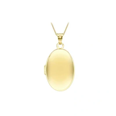 Image of Carissima Gold Women&#039;s 9ct Yellow 17.5mm x 33.5mm Polished Oval Locket on 25 Diamond Cut Curb Chain 46cm/18&quot;