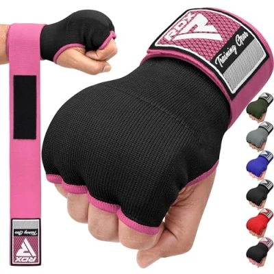 Image of RDX Gel Boxing Hand Wraps Inner Gloves, Quick 75cm Long Wrist Straps, Elasticated, Padded Fist Protection, Muay Thai MMA Martial Arts Punching Speed Bag Training Bandages, Under Mitts Handwraps