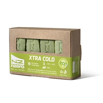 Image of NZERO Organic Wax Bars 200g, 50g (x4) Extra Cold, Artificial Snow and Dry Slope usage powder Conditions Natural Eco for Skis &amp; Snowboard