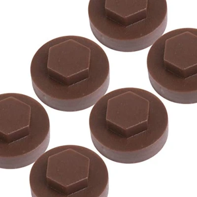 Image of 200x Vandyke Brown Hex TEK Roofing Cover Caps for 19mm Washer/Coverage &amp; 8mm Recess