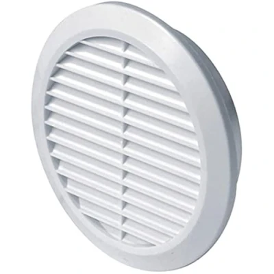Image of White Circle Air Vent Grille 100mm / 4&quot; with Adjustable Shutter and Fly Screen Round Ducting Ventilation Cover Grid 46