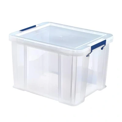 Image of BANKERS BOX 36L Plastic Storage Boxes with Lids. ProStore Super Strong Stackable (30 x 37 31cm), Made in the UK, Clear