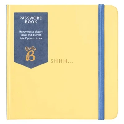 Image of Busy B Password Book Buttercup Cover All your Internet Passwords in One Place Store A Maximum of 186 Login Details Compact &amp; Discreet Design with to Z Index Elastic Closure Band
