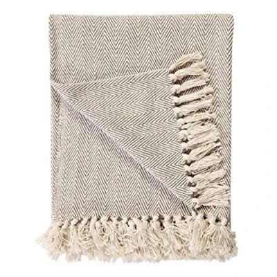 Image of EHC Large Natural Cotton Two Tone Herringbone Sofa Arm Chair Bedspread Settee Throw 150 x 200cm