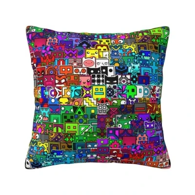 Image of Geometry Gaming Dash Throw Pillow Cover Decorative Case Home Decor Square 18x18 Inch Cushion Pillowcase for Couch Bed Sofa