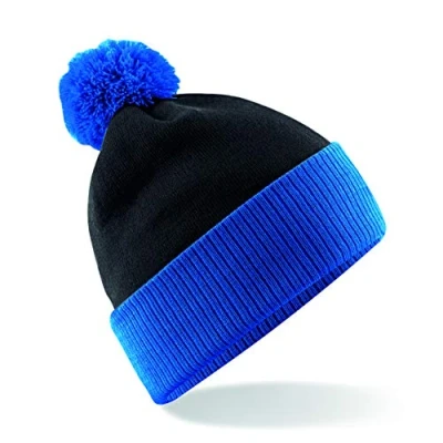 Image of Beechfield Snowstar Two Tone Beanie Black/Bright Royal