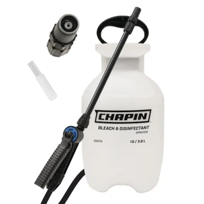 Image of Chapin 20075 Disinfectant Bleach Sprayer, 1 Gallon, Made in the USA, Adjustable Cone Nozzle, Compatible with Solutions and Fungicides, Translucent White