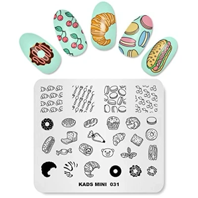 Image of KADS Nail Art Stamping Plates Hamburger Donut Cute Templates Manicure Print Image Templates(031)