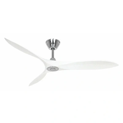Image of CASAFAN Eco Airscrew Ceiling Fan, Rotor Blade 1520 mm, Matt White/Chrome