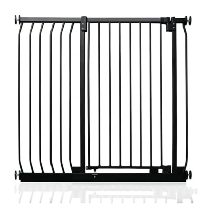 Image of Safetots Extra Tall Elite Safety Gate, 98cm 107cm, Matt Black, 96.8cm in Height, Pressure Fit Stair Baby Gate for Doors Hallways and Spaces, Barrier, Easy Installation