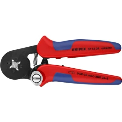 Image of Knipex Self Adjusting Crimping Pliers for wire ferrules with lateral access burnished, multi component grips 180 mm (self service card/blister) 97 53 04 SB