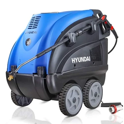 Image of Hyundai 2600 PSI Hot Water Pressure Washer, 6.3 kw, Electric 3 Phase Motor, Power Portable 140c Temperature, Axial Cylinder Pump, Blue, HY210HPW